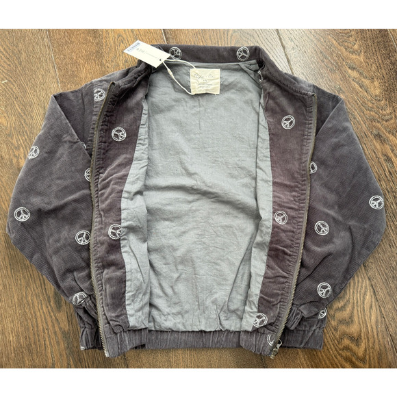 NWT NEW Rylee + Cru Peace Sign Corduroy Bomber Jacket Sz 8-9 - Picture 6 of 7